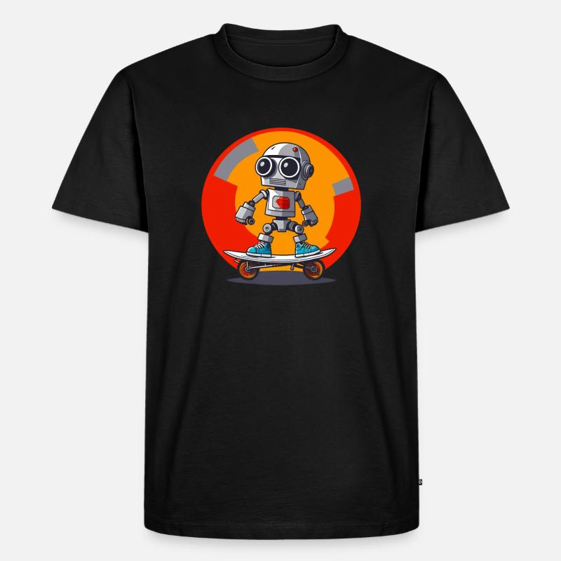 ROBOTER AUF ROLLER - Männer Premium Bio T-Shirt - Schwarz