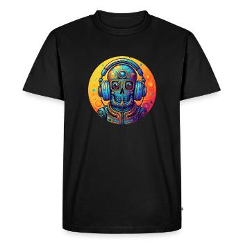 SKULL ROBOT - Men's Premium Organic T-Shirt - black - Front - Nico (187cm)