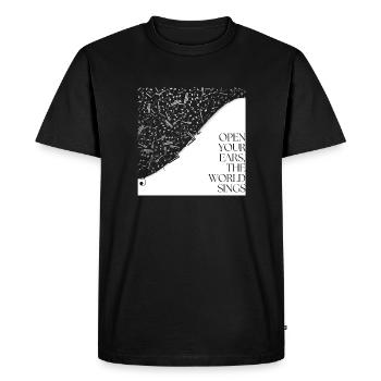 Ouvrez les yeux, le monde chante | T-shirt - T-shirt Premium bio Homme - noir - Devant - Nico (187cm)