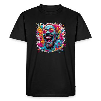 psychedelic / Goa / Hippie / Hallucination / Peace - Men's Premium Organic T-Shirt - black - Front - Nico (187cm)