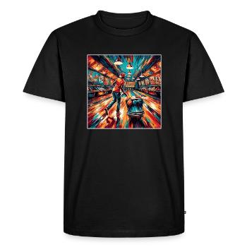 Bowling / Skittles / Bowling Alley / Pin / Strike - Men's Premium Organic T-Shirt - black - Front - Nico (187cm)