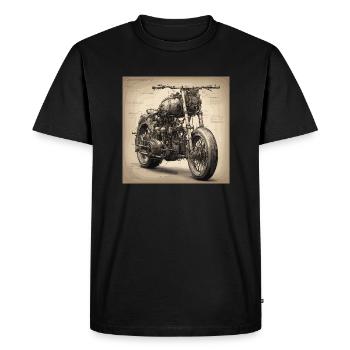Plan / Sépia / Vintage / Rétro / Moto - T-shirt Premium bio Homme - noir - Devant - Nico (187cm)