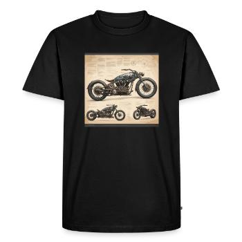 Plan / Sépia / Vintage / Rétro / Moto - T-shirt Premium bio Homme - noir - Devant - Nico (187cm)