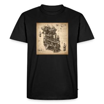 Plan / Sépia / Vintage / Rétro / Bouteilles - T-shirt Premium bio Homme - noir - Devant - Nico (187cm)