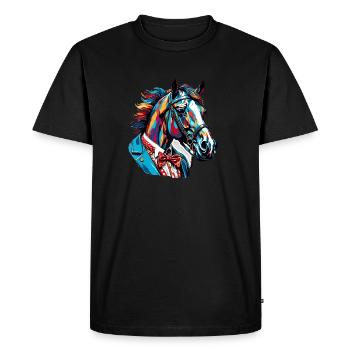 Clown Animal / Cirque / Drôle / Coloré / Spectacle / Cheval - T-shirt Premium bio Homme - noir - Devant - Nico (187cm)