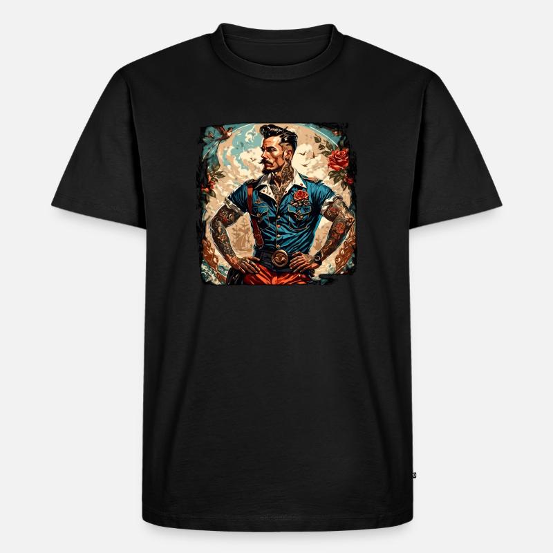 Matrose / Schiffsbesatzung / Decksmann / Anker - Männer Premium Bio T-Shirt - Schwarz