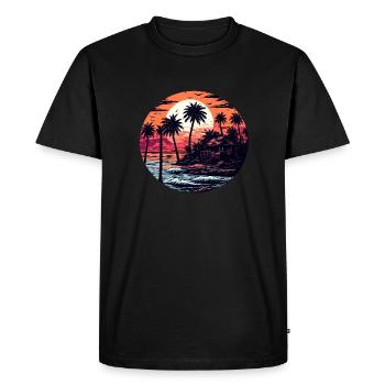 Plage / Île / Vacances / Été / Soleil / Mer - T-shirt Premium bio Homme - noir - Devant - Nico (187cm)