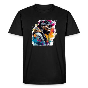 Rappeur / Hip Hop / Chanson / Cool / Rimes / Beat - T-shirt Premium bio Homme - noir - Devant - Nico (187cm)