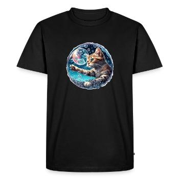 Animal dans bulle de savon / enfantin / mignon / chat - T-shirt Premium bio Homme - noir - Devant - Nico (187cm)