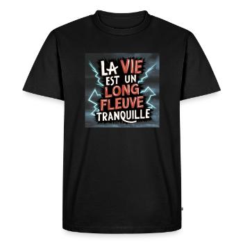 la vie est un long fleuve tranquille - T-shirt Premium bio Homme - noir - Devant - Nico (187cm)