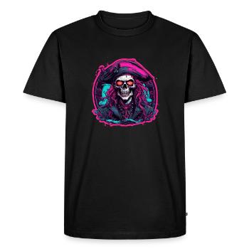 Pirate / Ahoy / Ancre / Capitaine / Crâne / Rhum - T-shirt Premium bio Homme - noir - Devant - Nico (187cm)