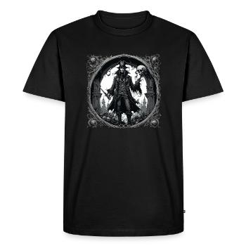 Pirate / Ahoy / Ancre / Capitaine / Crâne / Rhum - T-shirt Premium bio Homme - noir - Devant - Nico (187cm)