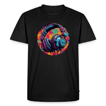 Headphones / Audio / Music / Sound / Cool - Men's Premium Organic T-Shirt - black - Front - Nico (187cm)