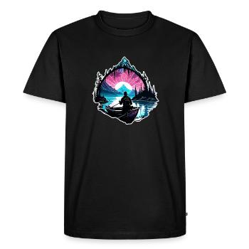 Pêcheur Siluette / Pêche / Poissons / Lac / Sport - T-shirt Premium bio Homme - noir - Devant - Nico (187cm)