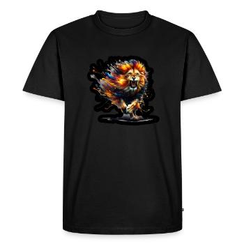 Lion sauvage à l’aquarelle (noir) - T-shirt Premium bio Homme - noir - Devant - Nico (187cm)