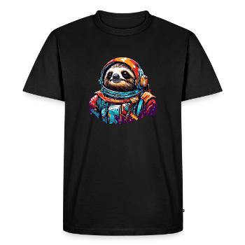 Astronaut / Space / Animal / Sloth / Spaceship - Men's Premium Organic T-Shirt - black - Front - Nico (187cm)