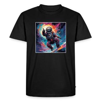 Astronaut / Space / Animal / Sloth / Spaceship - Men's Premium Organic T-Shirt - black - Front - Nico (187cm)