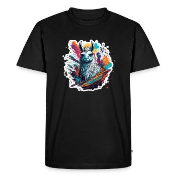 Astronaut / Space / Animal / Llama / Spaceship - Men's Premium Organic T-Shirt - black - Front - Nico (187cm)