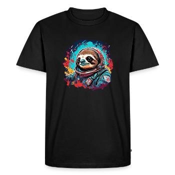 Astronaut / Space / Animal / Sloth / Spaceship - Men's Premium Organic T-Shirt - black - Front - Nico (187cm)