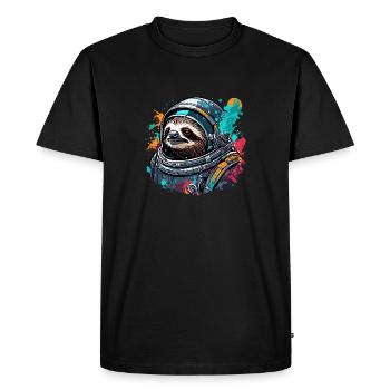 Astronaut / Space / Animal / Sloth / Spaceship - Men's Premium Organic T-Shirt - black - Front - Nico (187cm)