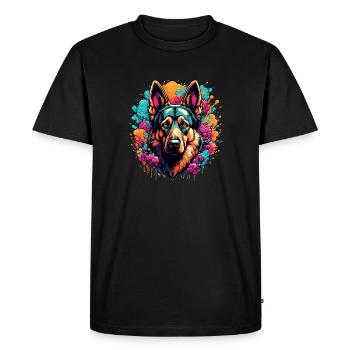 Chien / Animal / Animal de compagnie / Poilu / Berger allemand - T-shirt Premium bio Homme - noir - Devant - Nico (187cm)