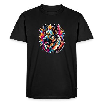 Chien / Animal / Animal de compagnie / Poilu / Berger allemand - T-shirt Premium bio Homme - noir - Devant - Nico (187cm)