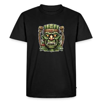 Tiki / Hawaii / Tropical / Island / Culture / Logo - Men's Premium Organic T-Shirt - black - Front - Nico (187cm)