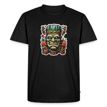 Tiki / Hawaii / Tropical / Island / Culture / Logo - Men's Premium Organic T-Shirt - black - Front - Nico (187cm)