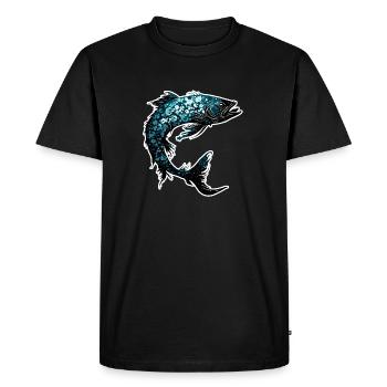 Pêcheur Siluette / Pêche / Poissons / Lac / Sport - T-shirt Premium bio Homme - noir - Devant - Nico (187cm)