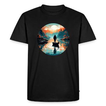 Pêcheur Siluette / Pêche / Poissons / Lac / Sport - T-shirt Premium bio Homme - noir - Devant - Nico (187cm)