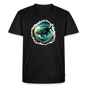 Pêcheur Siluette / Pêche / Poissons / Lac / Sport - T-shirt Premium bio Homme - noir - Devant - Nico (187cm)