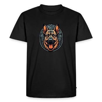 Chien / Animal / Animal de compagnie / Poilu / Berger allemand - T-shirt Premium bio Homme - noir - Devant - Nico (187cm)