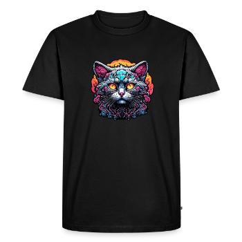 Cool Cat / Funny / Animal / Pet / Crazy - Men's Premium Organic T-Shirt - black - Front - Nico (187cm)