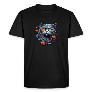 Cool Cat / Funny / Animal / Pet / Crazy - Men's Premium Organic T-Shirt - black - Front - Nico (187cm)
