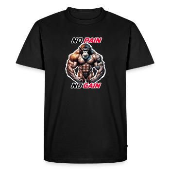 Bodybuilder / Sports / Fitness / Singe / Muscles - T-shirt Premium bio Homme - noir - Devant - Nico (187cm)
