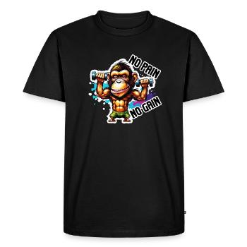 Bodybuilder / Sports / Fitness / Singe / Muscles - T-shirt Premium bio Homme - noir - Devant - Nico (187cm)