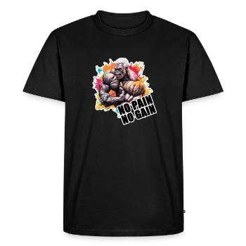 Bodybuilder / Sports / Fitness / Singe / Muscles - T-shirt Premium bio Homme - noir - Devant - Nico (187cm)