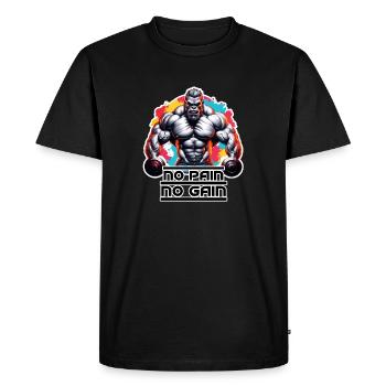 Bodybuilder / Sports / Fitness / Gym / Muscles - T-shirt Premium bio Homme - noir - Devant - Nico (187cm)