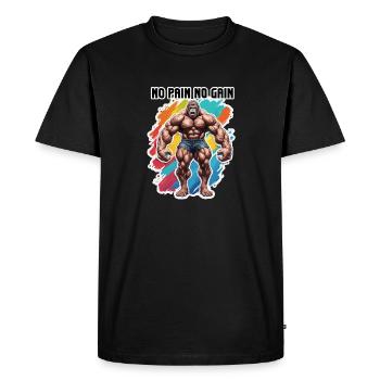 Bodybuilder / Sports / Fitness / Singe / Muscles - T-shirt Premium bio Homme - noir - Devant - Nico (187cm)