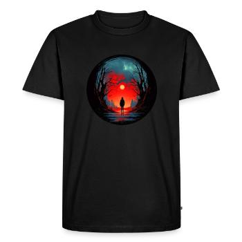 Figure sombre dans une forêt effrayante - T-shirt Premium bio Homme - noir - Devant - Nico (187cm)