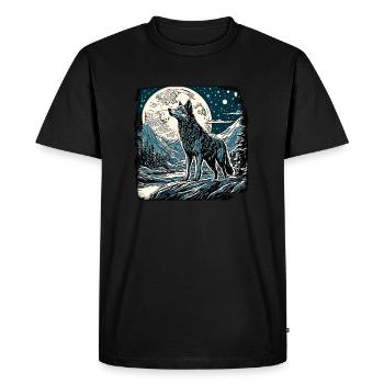 Wolf / Rudel / Wald / Wild / Tierwelt / heulen - Männer Premium Bio T-Shirt - Schwarz - Vorne - Nico (187cm)