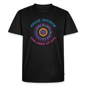 Color Outside - Mandala Yoga Om Creativity - Men's Premium Organic T-Shirt - black - Front - Nico (187cm)