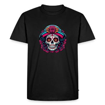 La Catrina / Tatouage / Mexique / Crâne / Crâne - T-shirt Premium bio Homme - noir - Devant - Nico (187cm)