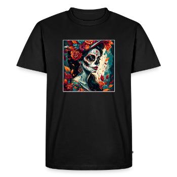 La Catrina/ Tattoo / Mexique / Crâne / Crâne - T-shirt Premium bio Homme - noir - Devant - Nico (187cm)