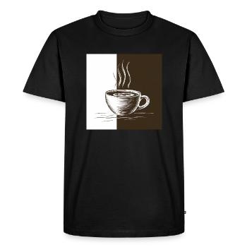 L’heure du café - T-shirt Premium bio Homme - noir - Devant - Nico (187cm)