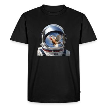 Astronaute + poule - T-shirt Premium bio Homme - noir - Devant - Nico (187cm)