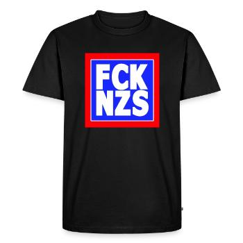 FCK NZS! Nie wieder! - Männer Premium Bio T-Shirt - Schwarz - Vorne - Nico (187cm)