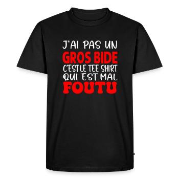 J'ai Pas Un Gros Bide cest le tee shirt mal foutu - T-shirt Premium bio Homme - noir - Devant - Nico (187cm)