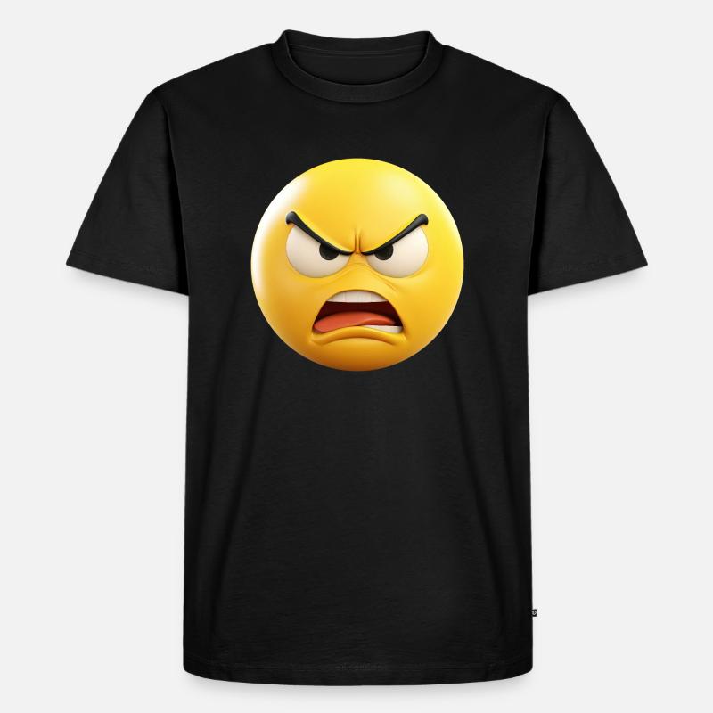 Wütend Emoticon Emotion - Männer Premium Bio T-Shirt - Schwarz