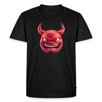 Émoticône du diable Satan - T-shirt Premium bio Homme - noir - Devant - Nico (187cm)